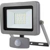 REV Lampada da parete con sensore di movimento FLARE IP44, lampada LED da 10 W, 900 lumen, 6500 K, angolo di rilevamento da 120° a 9 m, argento