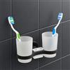 IPEA Porta Spazzolino Adesivo da Parete con Doppio Bicchiere - Non Necessita Foratura - Design Moderno - Elegante Porta Spazzolini e Dentifricio da Muro Incollare in Bagno, Doccia - Supporto Nero