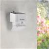 M Ledme - Applique solare LED White Flat da 1W esterni con sensore di movimento e crepuscolare, IP44, autonomia 6-8 ore, luce solare per giardino, terrazza, ingresso o facciata