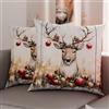 PETTI Artigiani Italiani - Coppia di Federe Cuscino 45x45 cm in Microfibra, Federe Natalizie, Cuscini Arredo di Natale Camera da Letto, Divano, Salotto, Set 2 Fodere Copricuscino, Federa Renna