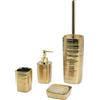 GEDY | Set Bagno 4 Pezzi Kelly Color Oro, Dosasapone 240 ml, Scopino con Ciuffo in Setole, Portaspazzolino, Portasapone, Accessori Bagno Realizzati in Ceramica