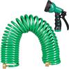 Relaxdays Tubo a Spirale da Giardino, Pompa Estensibile Fino a 10 m., Salvaspazio, Erogatore con 7 Tipi di Getto, Verde
