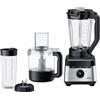 Braun PowerBlend 7 - Frullatore a 10 Velocità+pulse, 1400W, Fino a 30.000 giri/min, Caraffa TriAction da 2L, Food Processor 1,65L, Smoothie2Go 600 ml, per Smoothie e Salse, Nero (JB7568BK)