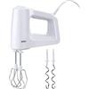 Braun HM3000WH MultiMix 3 Sbattitore Elettrico, Mixer ad Immersione, Impugnatura Antiscivolo, 5 velocità+Turbo, Dotata di 2 fruste e 2 ganci, Leggero, Sistema Easyclick, Potenza 450W, Plastica, Bianco