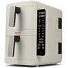Girmi FG41 Friggitrice ad Aria "Ecofrit Dual", 2400 W, Contenitori e Vassoi antiaderenti, 9 Programmi, Display Digitale, Ricettario Incluso, Bianco