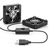 OTraki Nero Mini Ventilatore 40 x 40 x 10mm, Doppio USB Ventola Portatile Compatto PC Ventola con 3 Velocità Regolabili per PS5, Telefono, PC, Laptop, PS4, Proiettori, Router e Altri Dispositivi