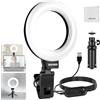NEEWER BASICS 5" Ring Light con Mini Treppiede per Videoconferenza da Scrivania, Kit Streaming con Clip per Monitor Webcam Computer Laptop Trucco Selfie Registrazione Video, Panno da Pulizia, BR60