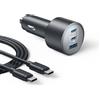 Anker Caricatore Auto USB C 167.5W Max, Accendisigari USB C 3-Porte Ultra-Compatto e Rapido, Per MacBook Pro/Air, iPhone 16/15/14/13 Serie, Samsung S24/S23, iPad Pro, AirPods, e Altro Ancora