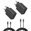 Anker Caricatore iPhone 20W USB C (2 pack), rapido da parete compatibile con iPhone 17 Pro Max Air/16/15/iPad e altro (con 2 cavo USB C da 150 cm)