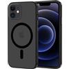 XTCASE Cover Magnetica per iPhone 12 Mini [Compatibile con MagSafe], Custodia Traslucida Opaca Posteriore Resistente ai graffi TPU Bumper Antiurto Sottile Protettiva Case, Nero