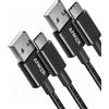 Anker Cavo USB Type-C, 331 Confezione da 2 Cavo USB C, Doppio Nylon Intrecciato da sub c a usb 2.0, Cavo di Ricarica per iPhone 16/16 Plus/16 Pro/16 ProMax Samsung Galaxy S10 S10+, LG V30(0,9m, Nero)