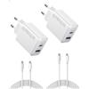 Anker Caricatore iPhone 20W USB C (2 pack), rapido da parete compatibile con iPhone 17 Pro Max Air/16/15/iPad e altro (con 2 cavo USB C da 150 cm)