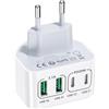nongxiang Caricatore USB C, 40 W 4 Porte USB C Caricabatterie Rapido, Piatto Compatto Salvaspazio Alimentatore USBC per Spazi Ristretti, Compatibile con iPhone 16/15/14, Samsung S25/S24/S23, Cellulare