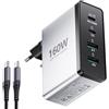 HONGYEE 160 W caricatore USB-C, caricatore multiplo a 4 porte con adattatore per caricabatterie USB-A e USB-C, caricatore rapido PD 3.0 alimentatore USB compatibile con MacBook/iPhone/Samsung Galaxy/Computer