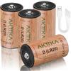 AKTTKA Confezione da 4 batterie ricaricabili agli ioni di litio D/LR20 - 9250 mWh, 1,5 V, batterie a D grandi, cavo USB-C, ideale per lampade da campeggio, auto giocattolo telecomandate, borsa
