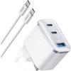 Anker Caricatore USB C 70W, Adattatore di Alimentazione ad Alte Prestazioni con Rapido a 3 Porte, Caricatore PIQ 3.0 per iPhone 17 Pro Max/Serie 16-12, MacBook Pro, iPad, Galaxy, Pixel e Altro(Bianco)