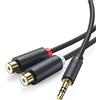 UGREEN Cavo 2RCA Femmina a Jack Maschio Adattatore RCA (20cm)