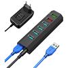 Vansuny Hub USB 3.0, Vansuny Hub USB 3.0 Alimentato, 6 in 1 Porta USB Multipla per PC, Ultra Trasferimento Ultra Veloce 5Gb/s