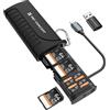 K&F CONCEPT Lettore di Schede con Custodia e Adattatore Integrati, USB 3.1, Supporto SD/microSD/Nano SIM, Compatibile PC/Mac/Android/iOS