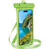ONEFLOW Borsa da spiaggia per vivo V50 5G impermeabile con touch e fotocamera finestra, custodia subacquea per viaggi, nuoto con cinturino e nastro per tracolla, verde