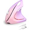TECKNET Mouse Verticale Wireless Ricaricabile, Design Ergonomico,Rosa-Viola