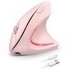 TECKNET Mouse Verticale Wireless Ricaricabile, Design Ergonomico, Rosa
