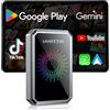 LAMTTO AI Box Wireless CarPlay con Google Play Store Download App Assistente Gemini AI, Android Auto con NetfIix YouTube HDMI AirPlay Riproduzione USB WiFi Dual Band e Bluetooth OTA