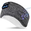 flintronic Cuffie per Dormire, Bluetooth V5.4 Fascia per Cuffie Sportive, Cuffie Bluetooth Dormire per Yoga, Sportivo,Jogging, Viaggio (Grigio)