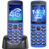 Ufferson 4G Telefono Cellulare per Anziani con Tasti Grandi, Senza Contratto, Blu