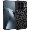 XTCASE Cover per Xiaomi 17T Pro, Custodia Aesthetic Leopardata Motivo Traslucida Opaca Posteriore Ultra Sottile Leggera Silicone TPU Morbido Antiurto Retro PC Rigido Antigraffio Case, Nero