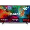MEDION TV 40 pollici (100,3 cm) Full HD Smart TV (Android TV, DVB-T2 HD, DVB-C, DVB-S2, HEVC, HDR, Prime Video, PVR, Bluetooth, MD 840100)