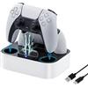 Tolesum Caricatore Joystick per PS5, Docking Station di Base Ricarica per Accessori per Playstation 5 DualSense Controller con Indicatori Luminosi a LED/Carica Rapida/Protezione da Cortocircuito