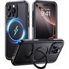 Lanhiem Cover Per iPhone 16 Pro Max Impermeabile con Cavalletto[IP68 Waterproof] Resistente Alle Cadute e ai Graffi Custodia Antipolvere Subacquea,per iPhone 16 Pro Max,Nero