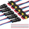 URAQT 5 Pezzi Auto Impermeabile Connettore, Connettore per Cavo a 3 Pin con 20 Pezzi Saldatura Seal Connettore Filo, con Cablati, Connettori Elettrici Impermeabili per Auto, Moto, Camion, Barca