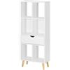 EUGAD Libreria Moderna Bianca Scaffale Espositore a 6 Cubi Mobile Autoportante per Soggiorno con 1 Cassetto Gambe in Legno Bianco