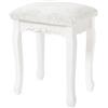 WOLTU Sgabello Toeletta Trucco, Legno di MDF+Rovere, Bianco+Beige