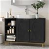 Hzuaneri Mobile Sottolavabo per Bagno, Mobiletto da Bagno, con 2 Ante 2 Scompartimenti, Scomparto Regolabile, Ampio Spazio di Archiviazione, Stile Moderno, 30 x 90 x 63 cm, Nero BC09804G