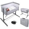 Mobiclinic®, Culla Neonato, Culla Co-Sleeping, 2 in 1, Sistema di Fissaggio del Letto, Regolabile 5 altezze, Borsa trasporto, Ruote, Rete traspirante, Base imbottita, Moon