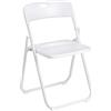 Baroni Home Sedia Pieghevole con Struttura in Acciaio e PVC, Seduta Salvaspazio Richiudibile con Piedini e Maniglia, da Viaggio, Cucina, Soggiorno, Camera da Letto, 74x43x49 cm, Bianco