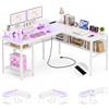 Homieasy Scrivania Angolare Gaming 141x118cm Reversibile LED e Prese