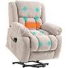 HOMCOM Poltrona Elettrica Alzapersona Reclinabile 150° Riscaldata Beige