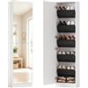 HOMCOM Scarpiera Salvaspazio Slim Alta con Ante a Specchio, Scarpiera Armadio per Ingresso con 5 Ripiani in Tessuto, Ante Reversibili, Chiusura Ammortizzata, per 12 Paia di Scarpe, 50x20x180cm, Bianco