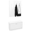 Baroni Home Mobile Bianco Ingresso 3 Pezzi con Scarpiera, Appendiabiti a Muro 4 Ganci e Specchio, Panca Porta Scarpe, Set Modulare Salvaspazio, 27x80x147cm