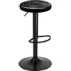 Baroni Home Sgabello Girevole Senza Schienale, Altezza Regolabile, in Ecopelle e Acciaio, Per Sala da Pranzo, Cucina, Bar, Leggero e Montaggio Facile, 39x36x55-76 cm, Nero, 1 Pezzo