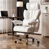 Efomao Sedia Ufficio Ergonomica con Poggiapiedi, Poltrona Gaming Alto Schienale Reclinabile e Imbottita, Braccioli, Ecopelle di Alta Qualità, Poltrona Executive Relax per Casa (bianco)