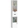 HOMCOM Libreria Scaffale Slim a 3 Ripiani Aperti, 30x24x158 cm Bianco
