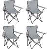 Baroni Home Sedia Campeggio Pieghevole da Esterno Giardino, Seduta Campeggio Impermeabile, Sedia Camping Portatile, Poltroncina da Spiaggia e Pesca con Porta bibite 50x50x80 cm, Set 4 Grigio