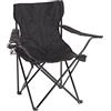 Baroni Home Sedia Campeggio Pieghevole da Esterno Giardino, Sedia Camping Portatile Pieghevole, Seduta da Campeggio e Pesca con Vano Porta bibite, Colore Nero 50x50x80 cm