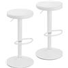 Baroni Home Set 2 Sgabelli Girevoli, Senza Schienale, Altezza Regolabile, in Ecopelle e in Acciaio, Per Sala da Pranzo, Cucina, Bar, Leggero e Montaggio Facile, 39x36x55-76 cm, Bianco