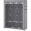 Baroni Home Armadio in Tessuto Richiudibile, Mobile Pieghevole Salvaspazio con Struttura in Ferro per Camera da Letto, Cabina Armadio, Grigio 6 Scomparti